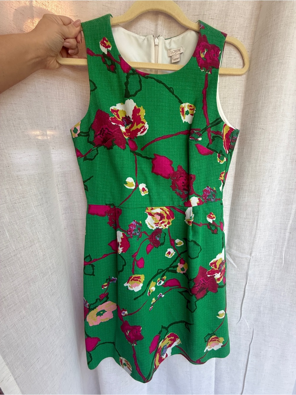 J.Crew Emerald Green Floral Fit & Flare Dress Size 4